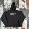 ERD Vintage Washed Black Enfants Riches Déprimés White Logo Distressed Cropped Oversized Unisex Hoodie