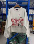 Enfants Riches Déprimés Red Print Cropped Raglan Sweatshirt Off‑White