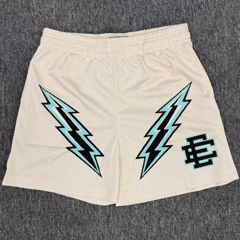 Eric Emanuel EE Lightning Bolt Print Cream Mesh Short
