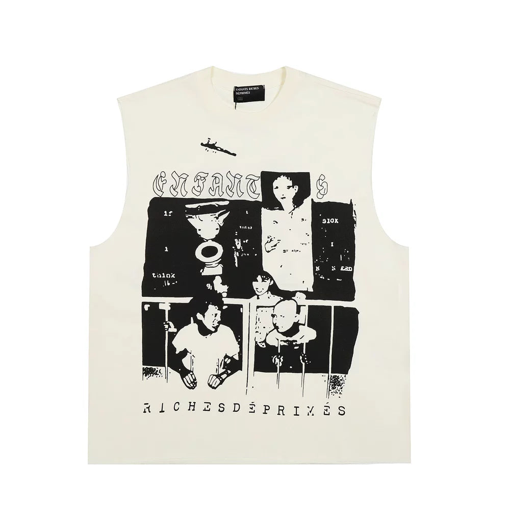 ERD Vintage Washed Off‑White Sleeveless Tank Top