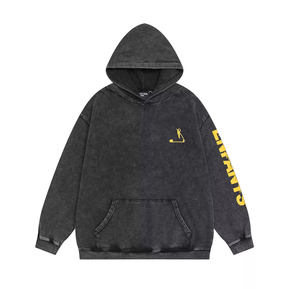 ERD Style Front‑Back & Sleeve Yellow Print Hoodie