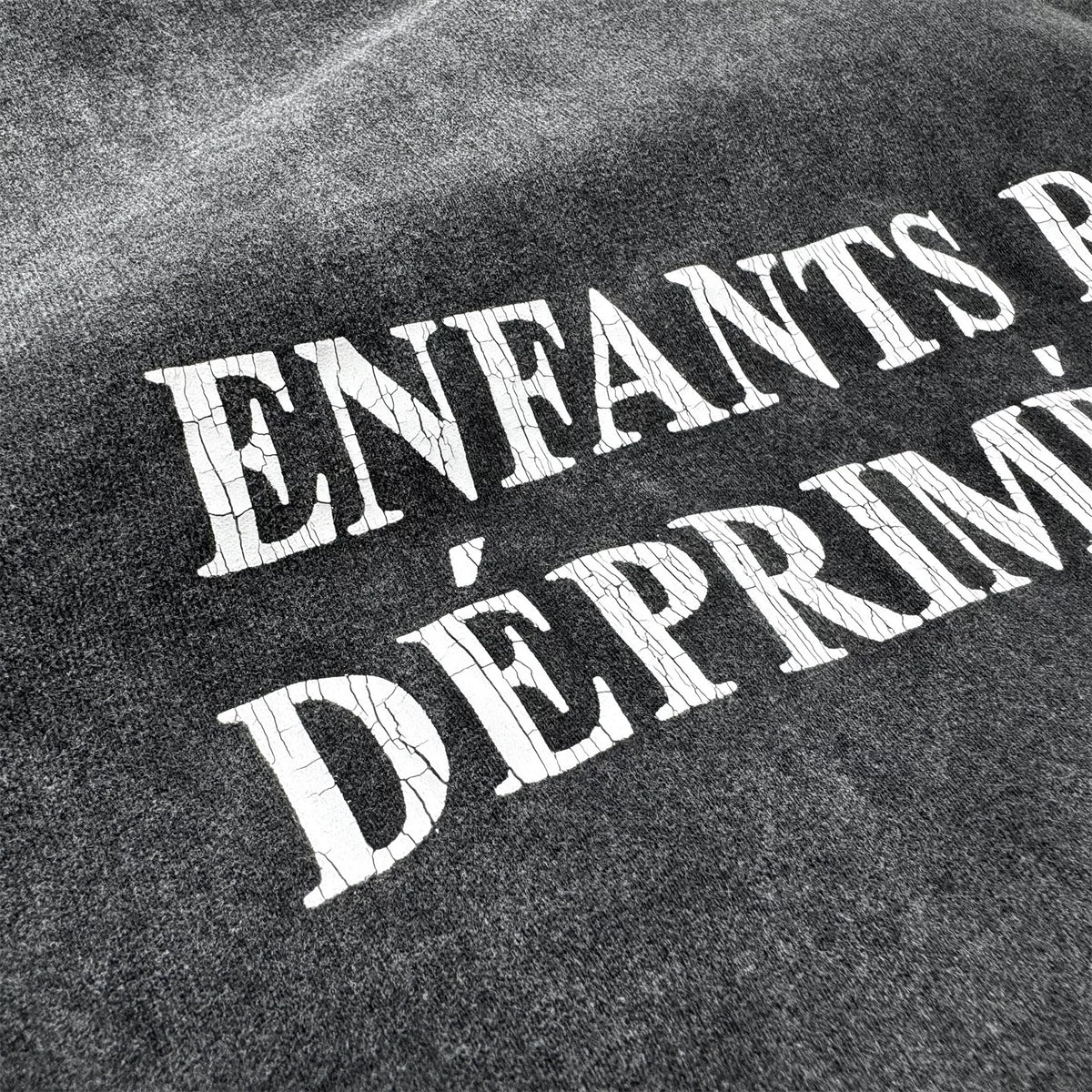 ERD Washed Black Cropped Distressed Tee