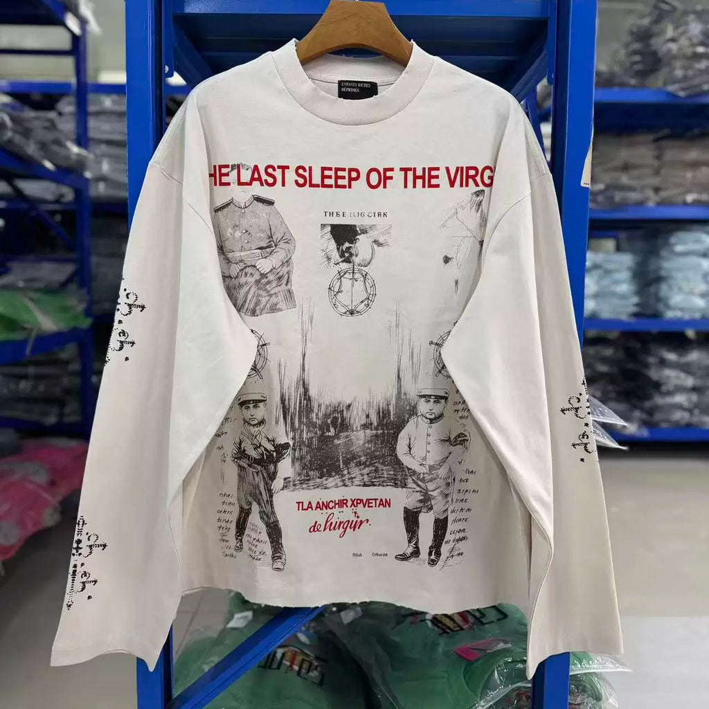Vintage Art Collage Graphic Long Sleeve T‑Shirt