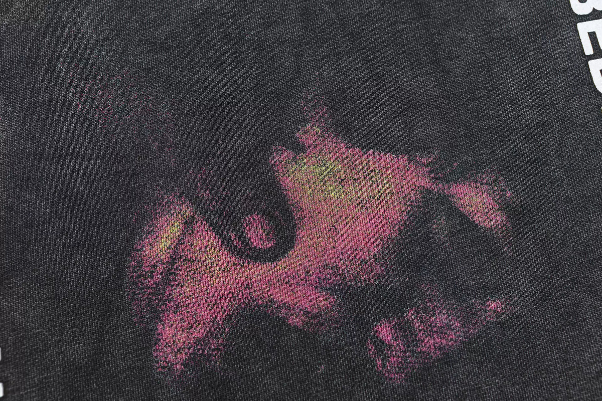 ERD Style Front‑Back Neon Pink Vintage Print Hoodie