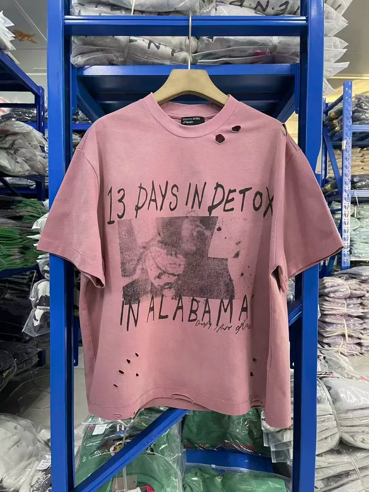ERD Washed Pink Distressed Graphic Tee