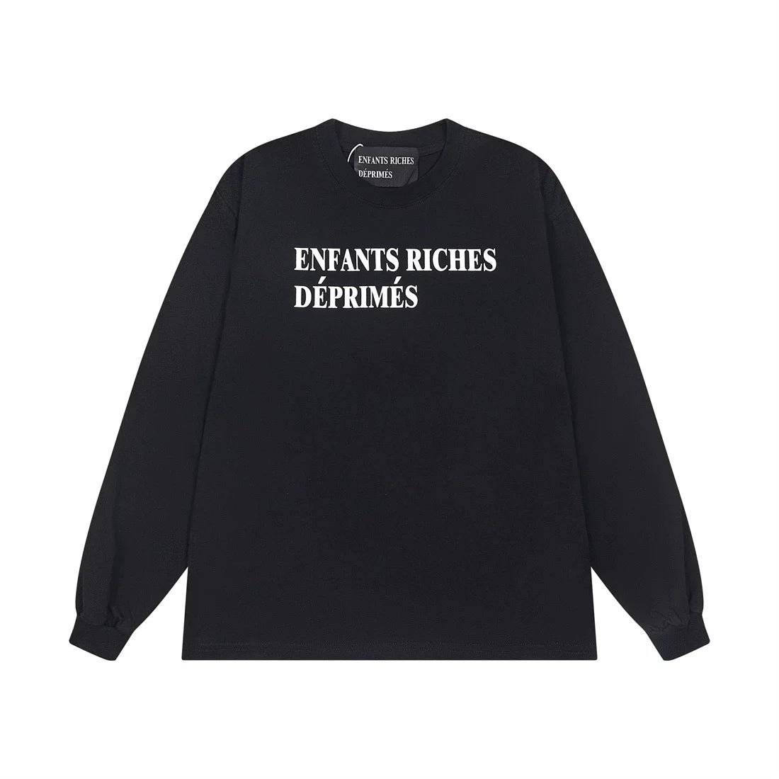 ERD Style Bold Text Graphic Long‑Sleeve Tee Unisex Vintage Black Streetwear Top