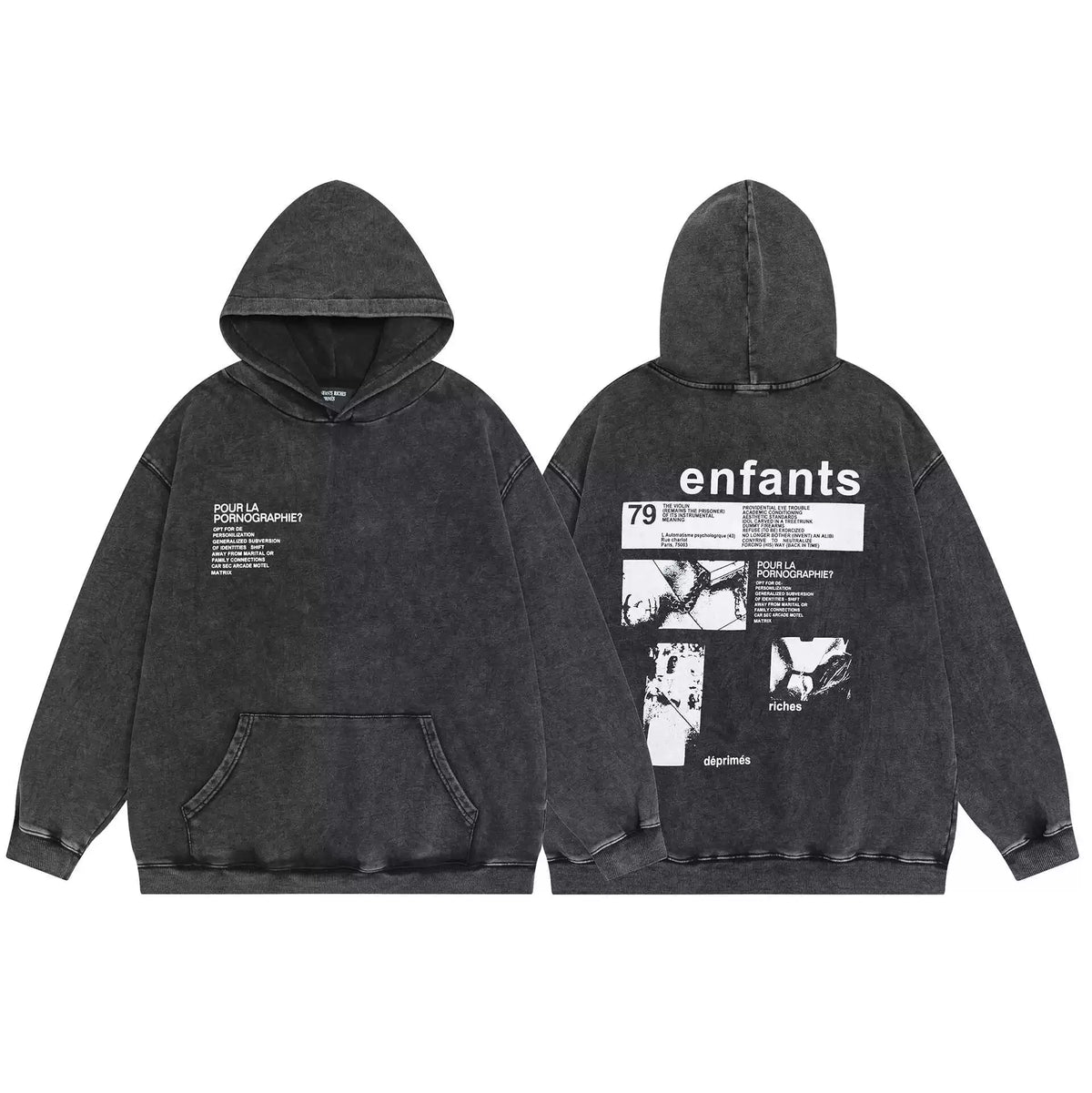 ERD Style Front‑Back Text Photo Print Hoodie