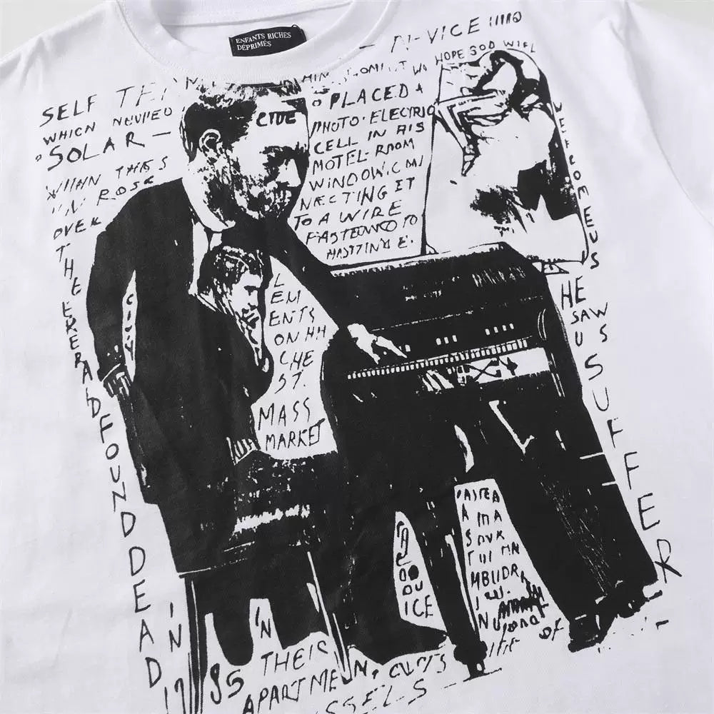ERD Vintage Piano Figure Dual‑Sided Graphic Oversized T‑Shirt