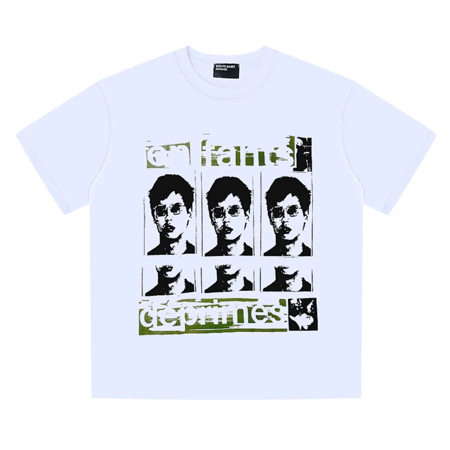 ERD Style Vintage Stamp Multi‑Portrait Collage Print Tee