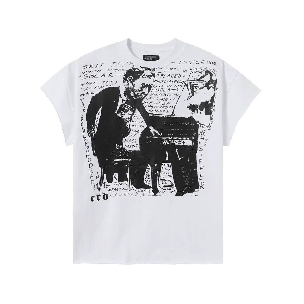 ERD Vintage Piano Figure Dual‑Sided Graphic Oversized T‑Shirt