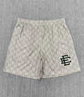 Eric Emanuel EE Beige Monogram All‑Over Print Mesh Short