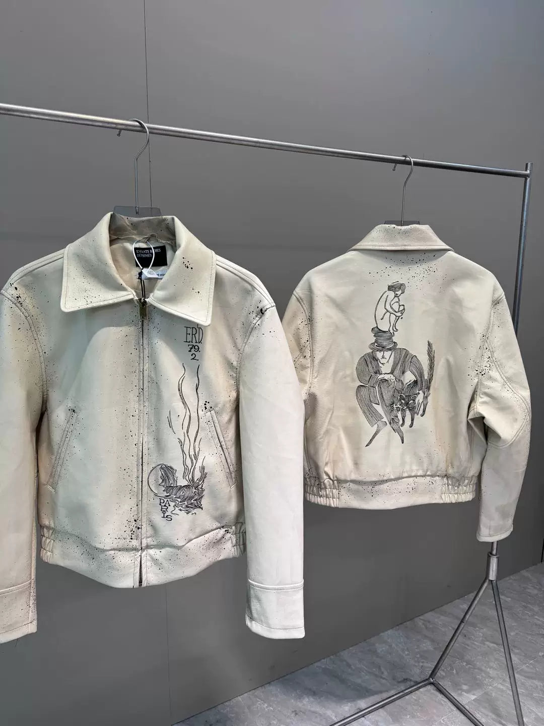 Off‑White Paint Splatter Graphic Faux Leather Jacket