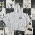 ERD Vintage Washed Heather Grey Small Circular Chest Logo Cropped Oversized Unisex Hoodie