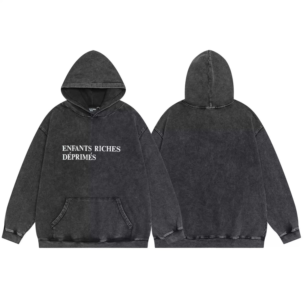 ERD Vintage Washed Letter Print Hoodie