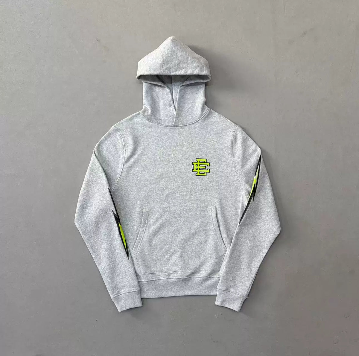Eric Emanuel EE Grey Lightning Sleeve Print Pullover Hoodie
