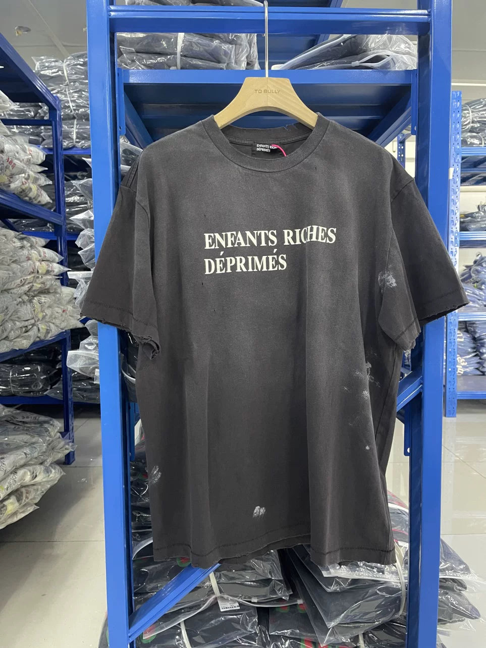 Vintage Washed Distressed French Letter Oversized T‑Shirt