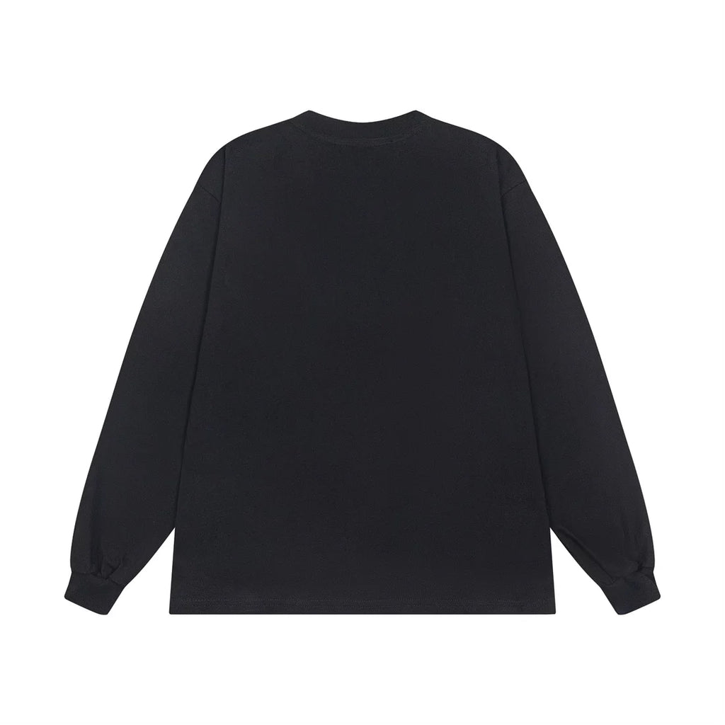 ERD Style Bold Text Graphic Long‑Sleeve Tee Unisex Vintage Black Streetwear Top