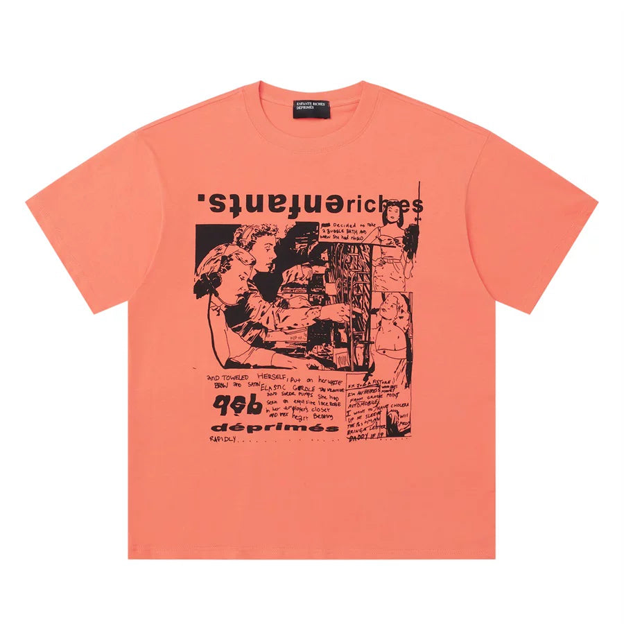 Reverse Text Comic Panel Graphic T‑Shirt Orange