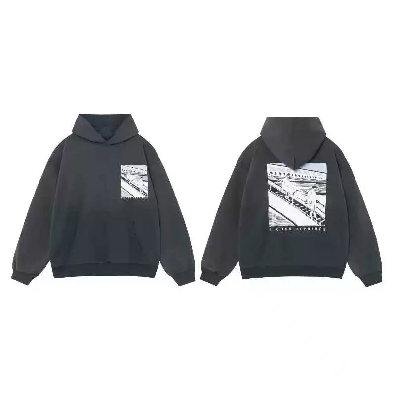 ERD Style Front‑Back Anime‑Illustration Print Hoodie