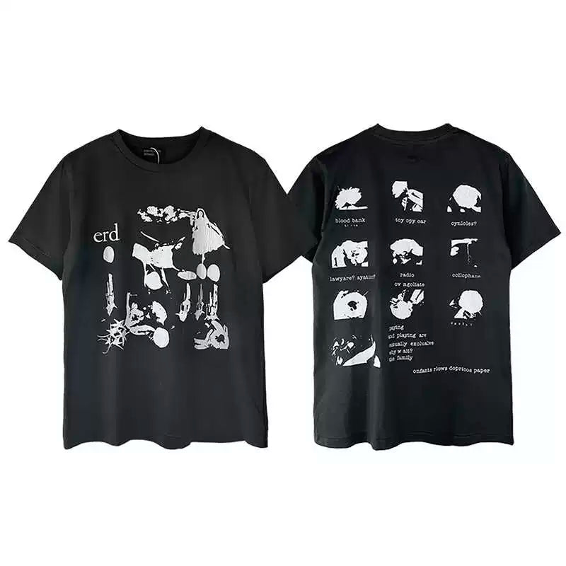 ERD Vintage Distressed Abstract Graphic T‑Shirt