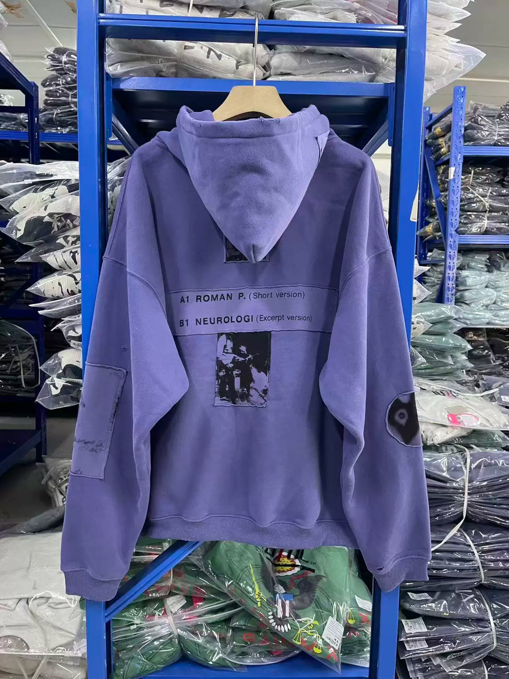 Washed Purple Soviet Arctic Patch Zip‑Up Hoodie