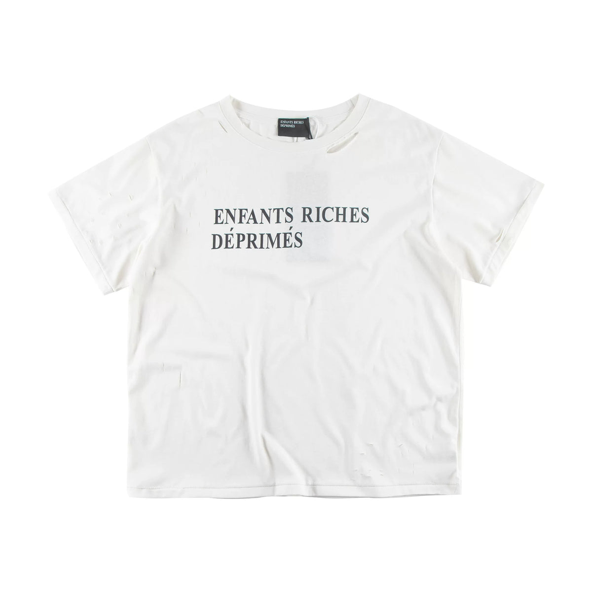 Burgundy Distressed Ripped French Letter Oversized T‑Shirt