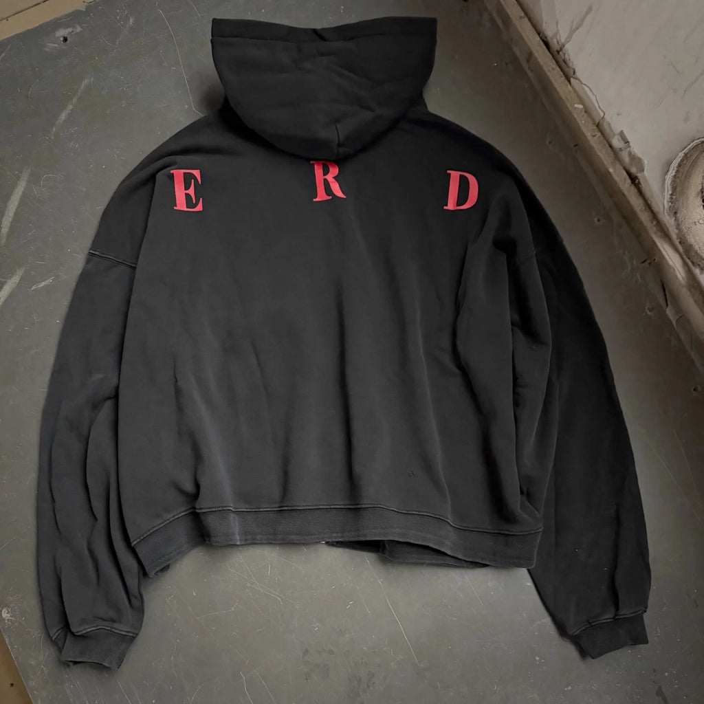 Vintage Washed Black SADE Graphic Zip‑Up Hoodie