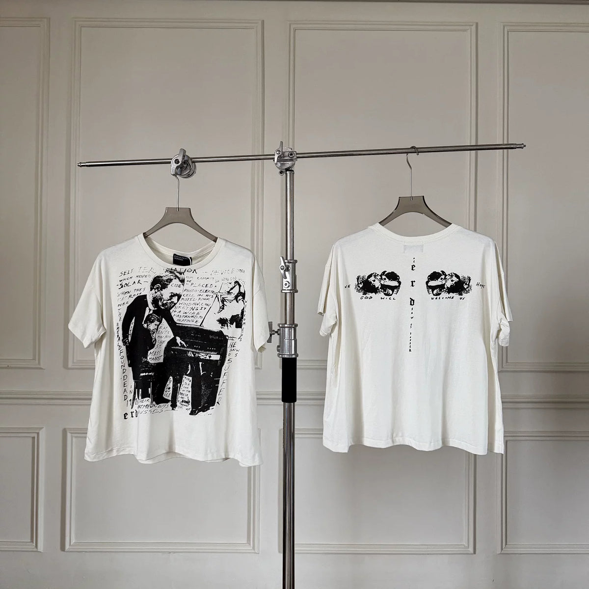 ERD Vintage Washed Off‑White Short Sleeve T‑Shirt