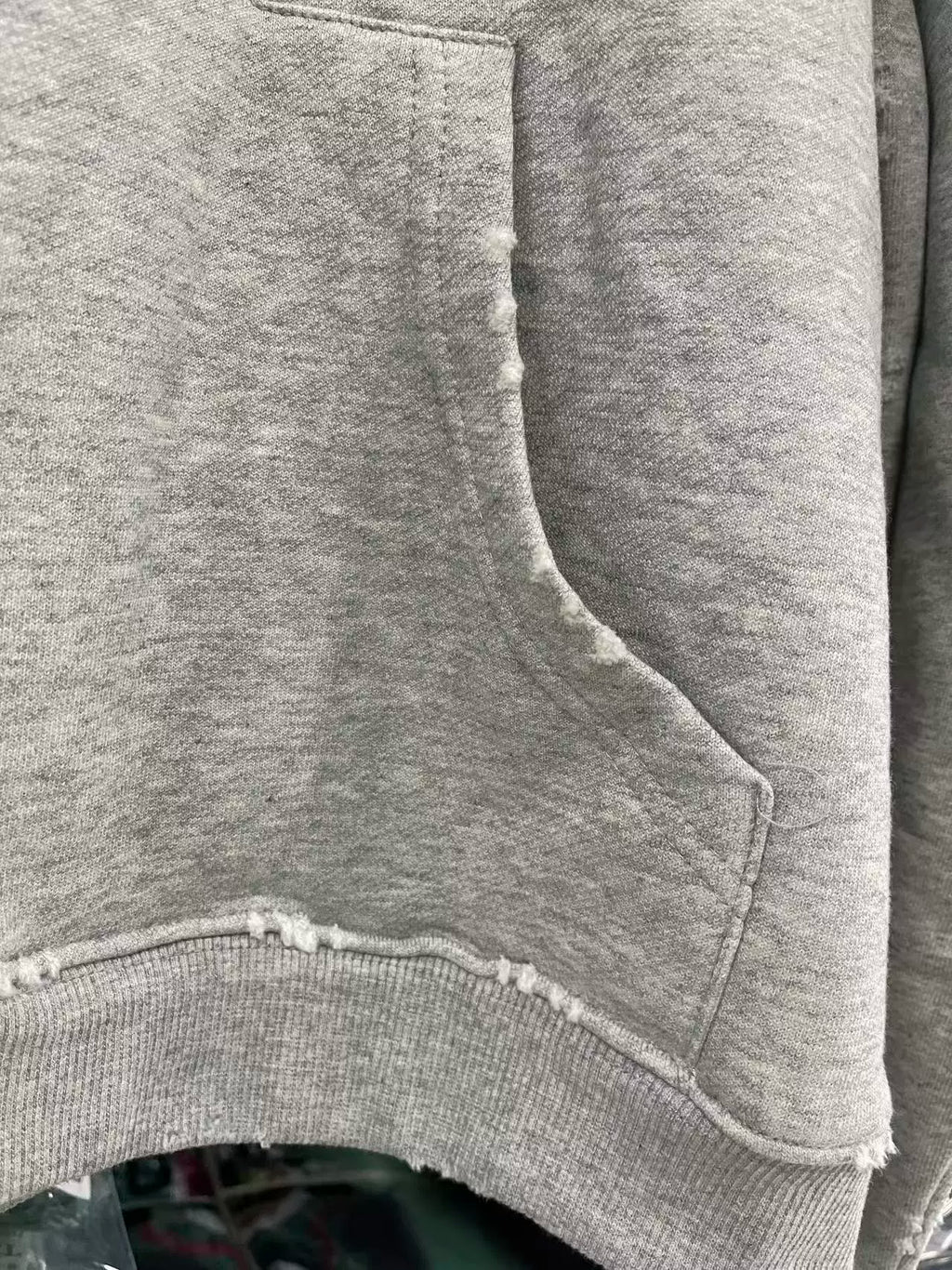 ERD Vintage Washed Heather Grey Chest Circular Graphic Distressed Cropped Oversized Hoodie