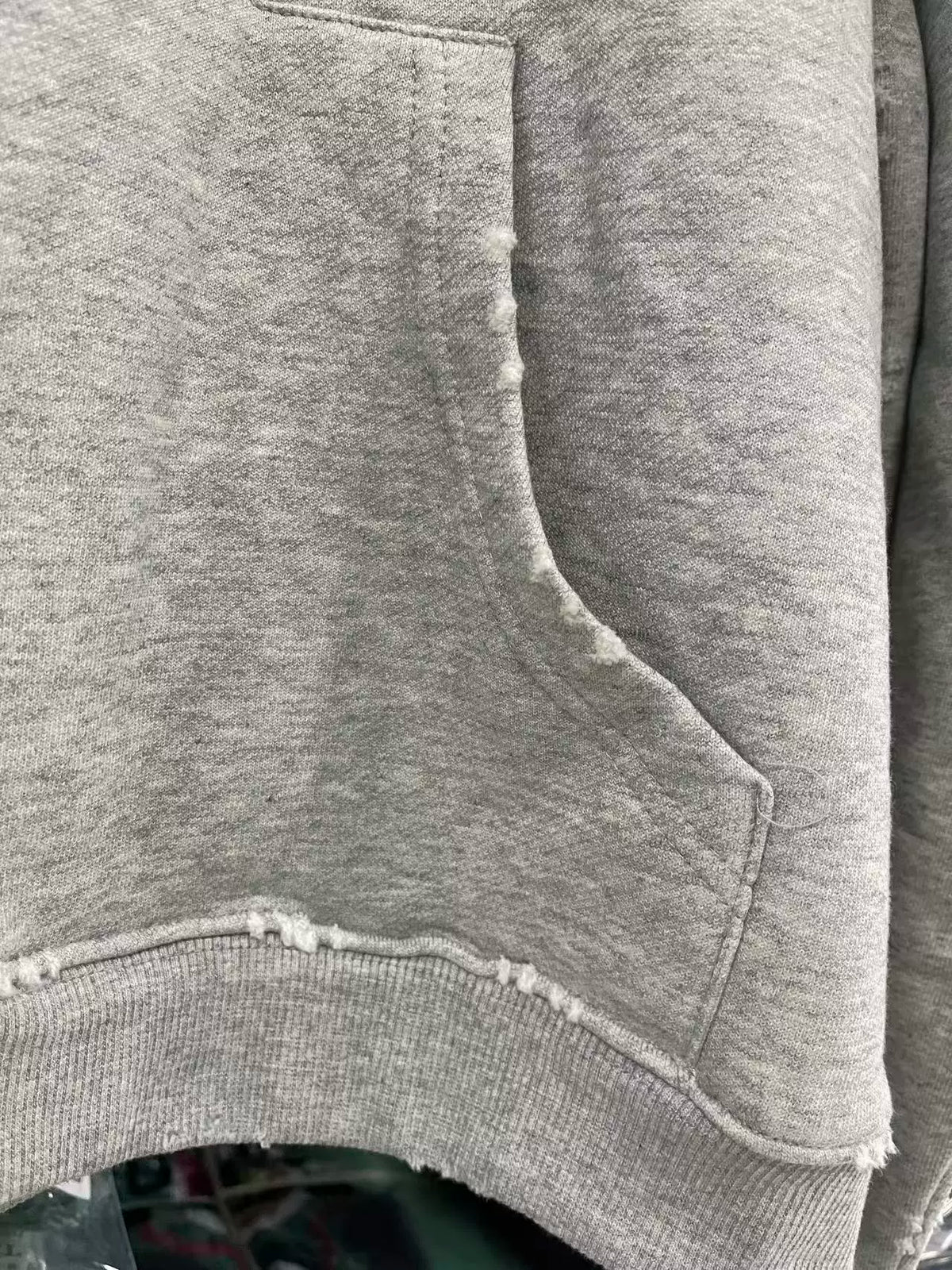 ERD Vintage Washed Heather Grey Chest Circular Graphic Distressed Cropped Oversized Hoodie