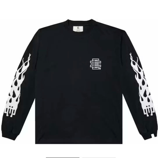 Eric Emanuel EE Black White Flame Sleeve Long‑Sleeve Tee