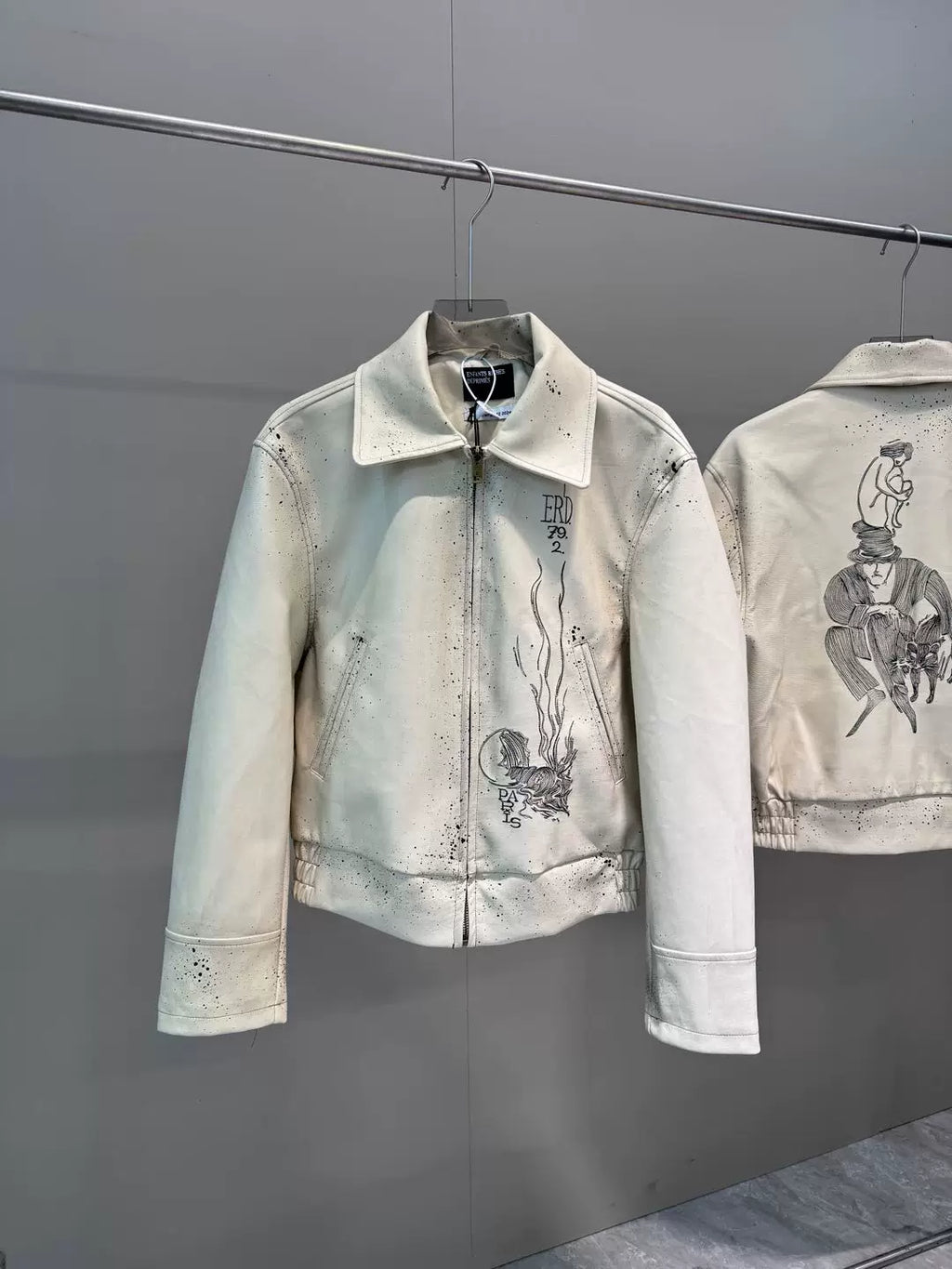 Off‑White Paint Splatter Graphic Faux Leather Jacket