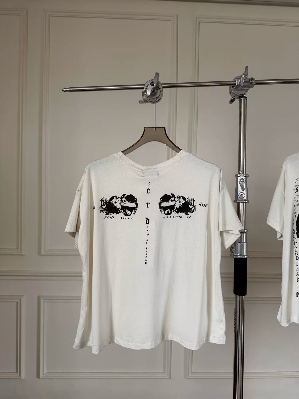 ERD Vintage Washed Off‑White Short Sleeve T‑Shirt