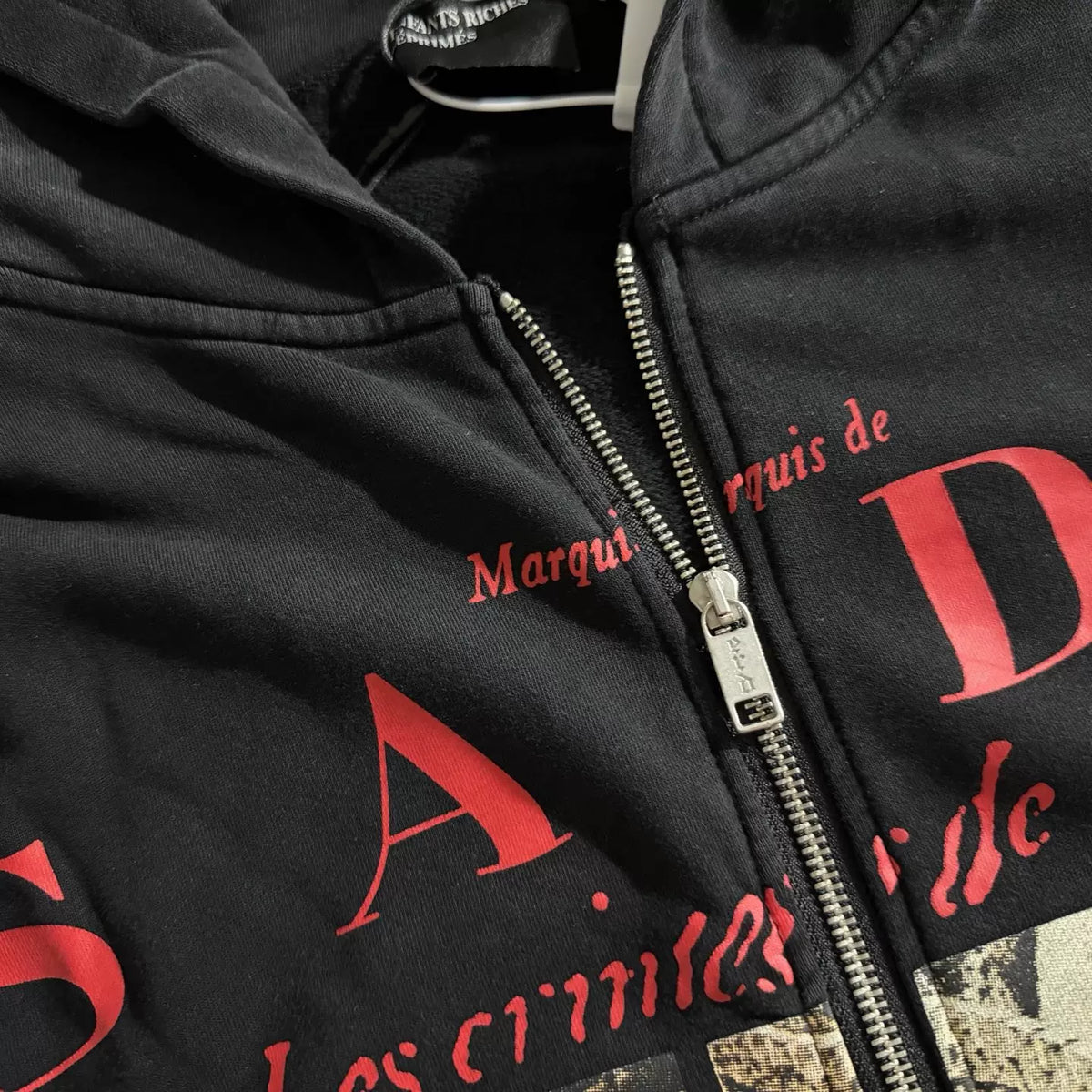 Vintage Washed Black SADE Graphic Zip‑Up Hoodie