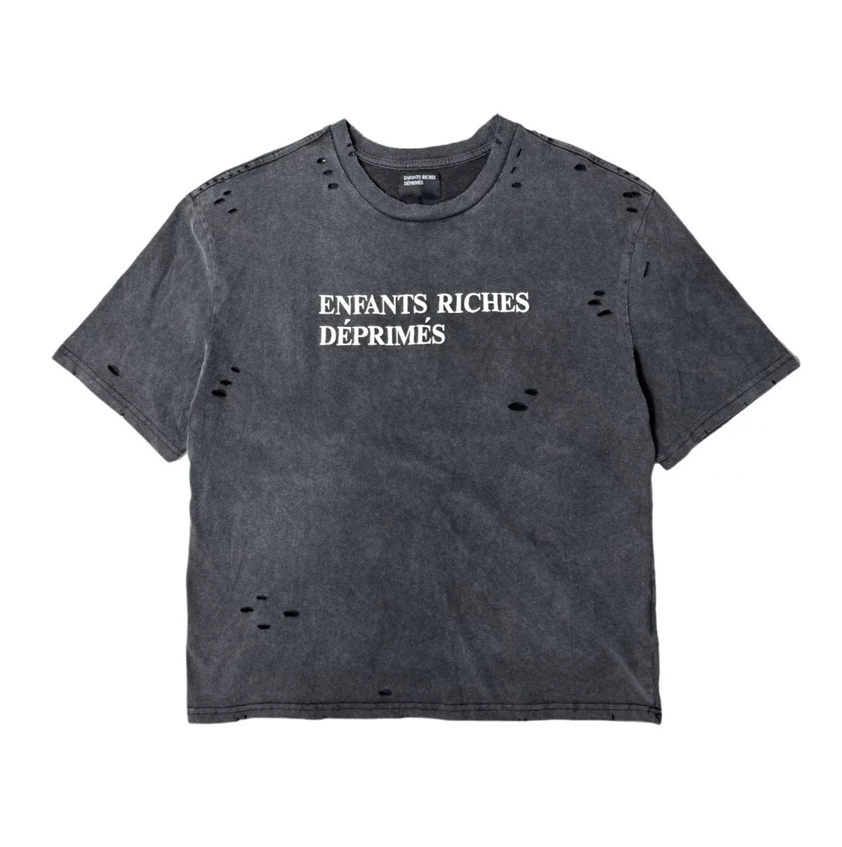 ERD Washed Black Cropped Distressed Tee