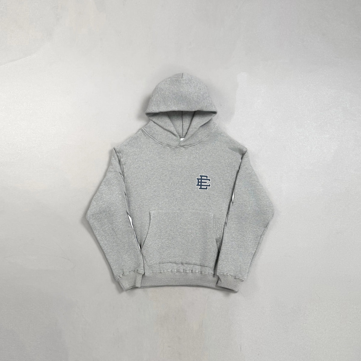 Eric Emanuel EE Grey Navy Lightning Sleeve Pullover Hoodie