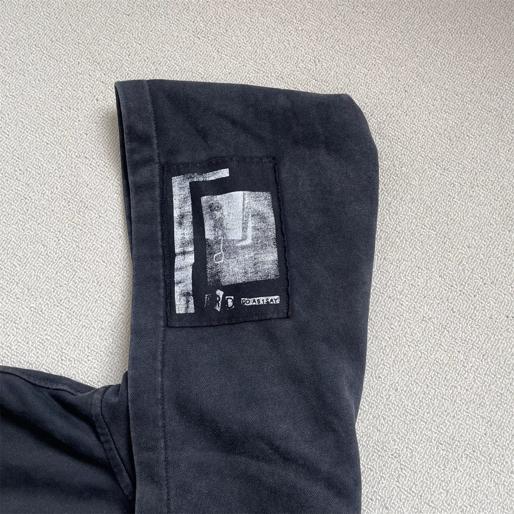 Vintage Washed Japanese Graphic Zip‑Up Oversized Hoodie