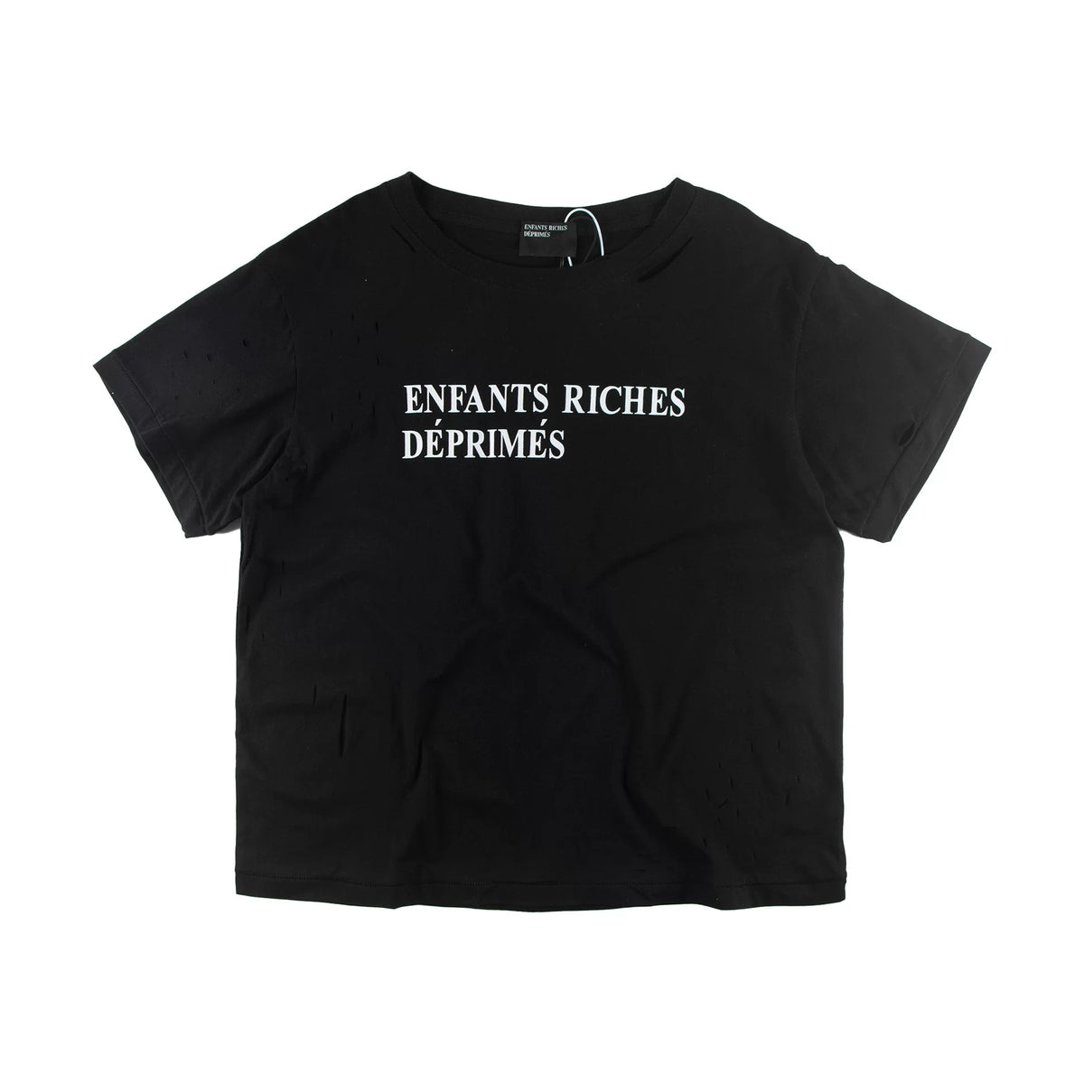 Burgundy Distressed Ripped French Letter Oversized T‑Shirt