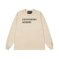 ERD Style Chest Text Graphic Long‑Sleeve Tee Unisex Washed Beige Streetwear Shirt