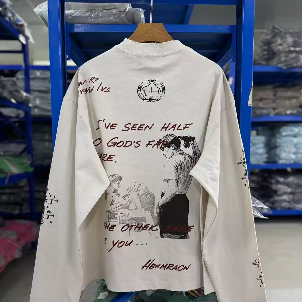 Vintage Art Collage Graphic Long Sleeve T‑Shirt