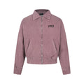 ERD Vintage Washed Dusty Pink Corduroy Small Logo Cropped Zip‑Up Oversized Unisex Jacket