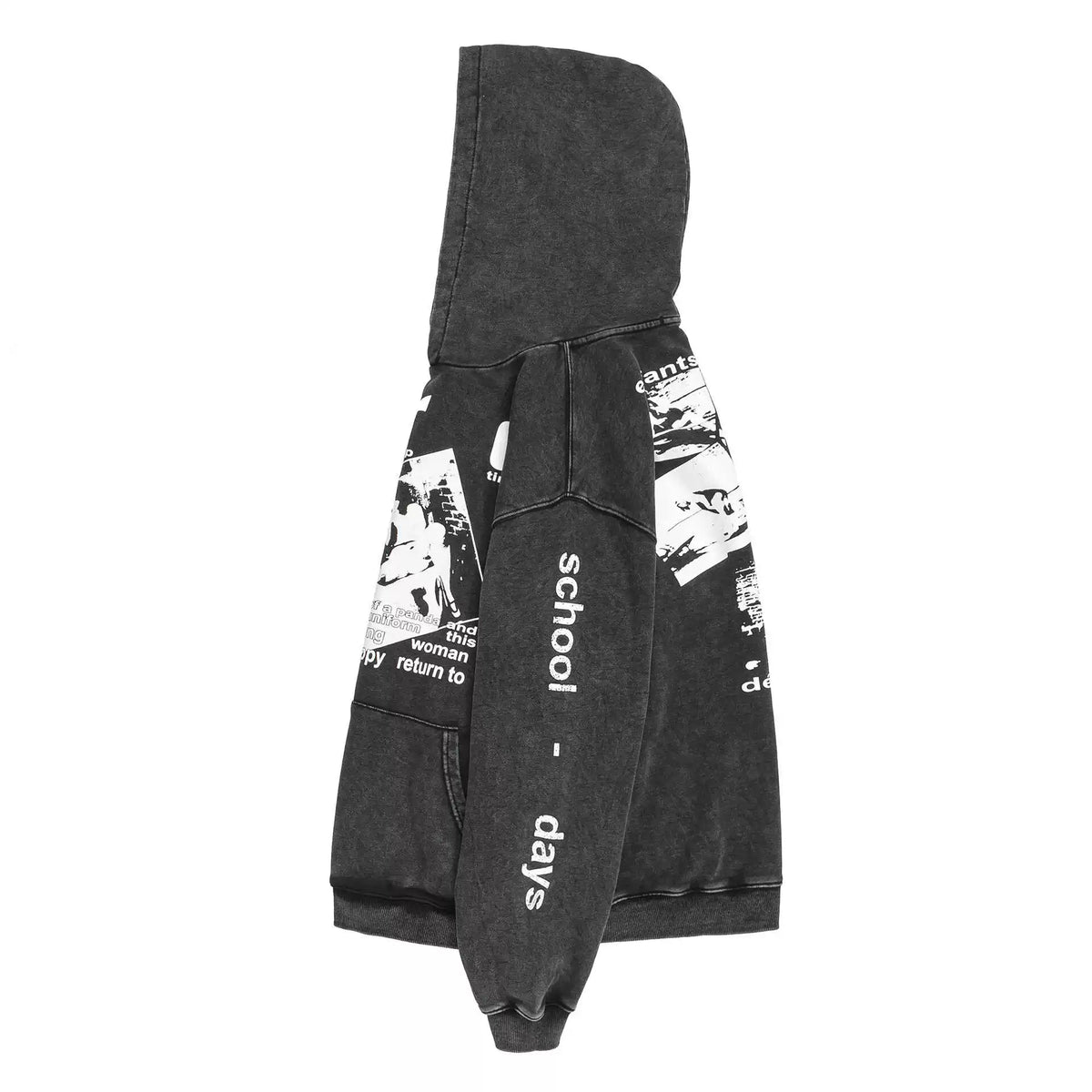 ERD Style Front Back Distressed Print Hoodie