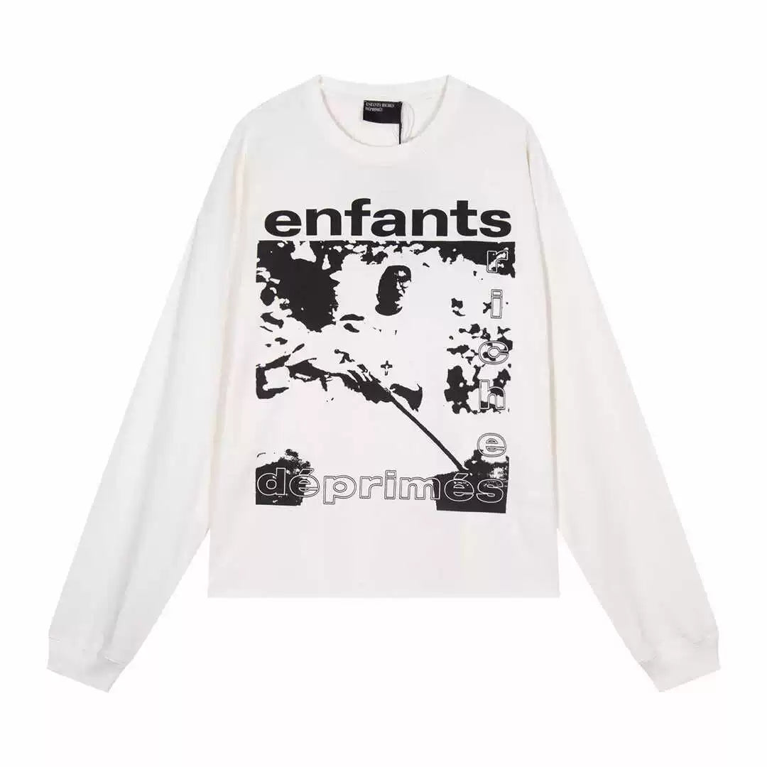 ERD Style Distressed Photo Print Long‑Sleeve Tee
