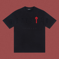 Trapstar Tonal & Red Embossed Gothic Logo Tee - Black/Red