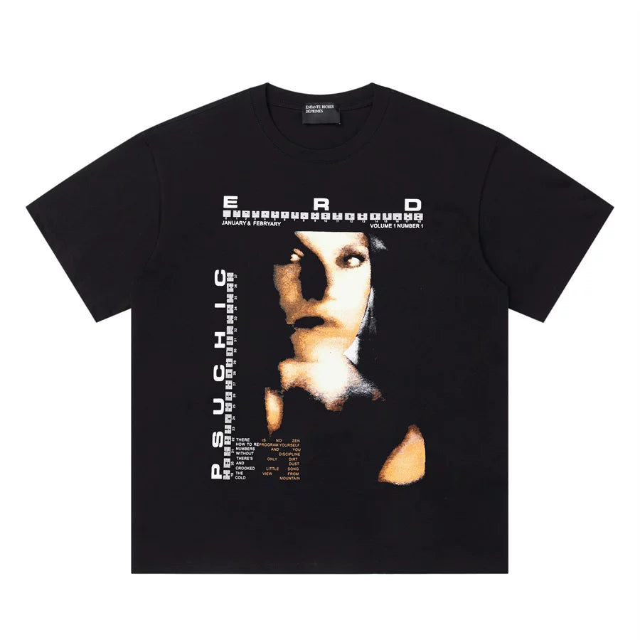 PSYCHIC Distorted Portrait Graphic T‑Shirt