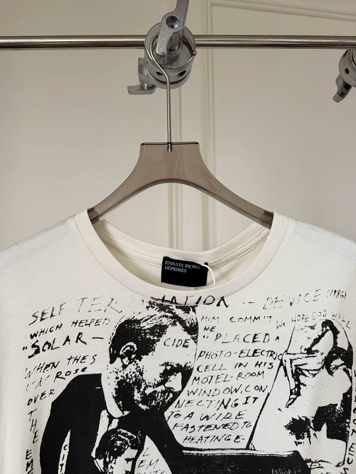 ERD Vintage Washed Off‑White Short Sleeve T‑Shirt