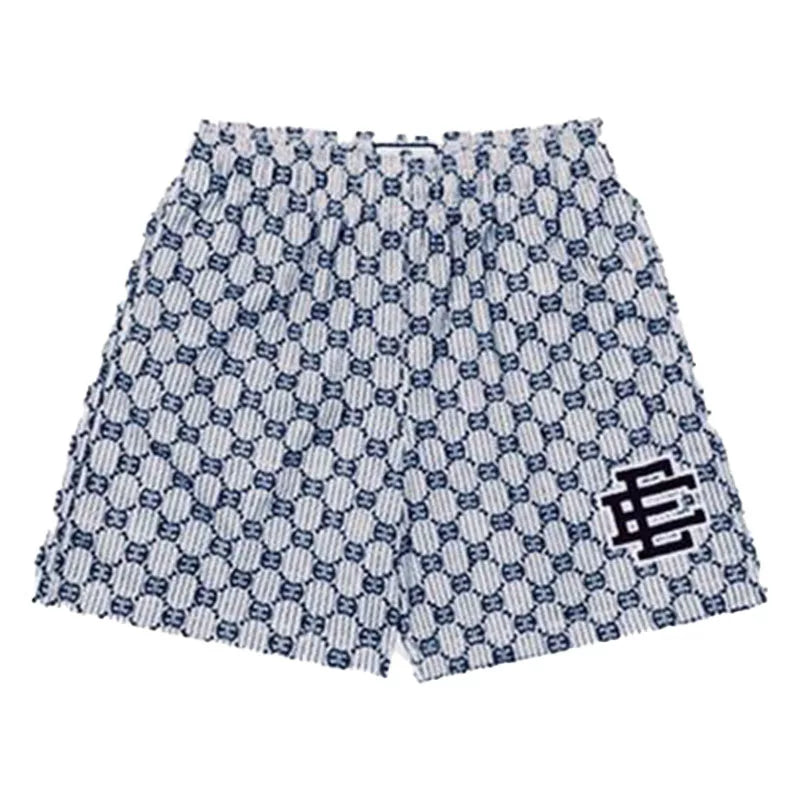 EE Blue Monogram Mesh Shorts