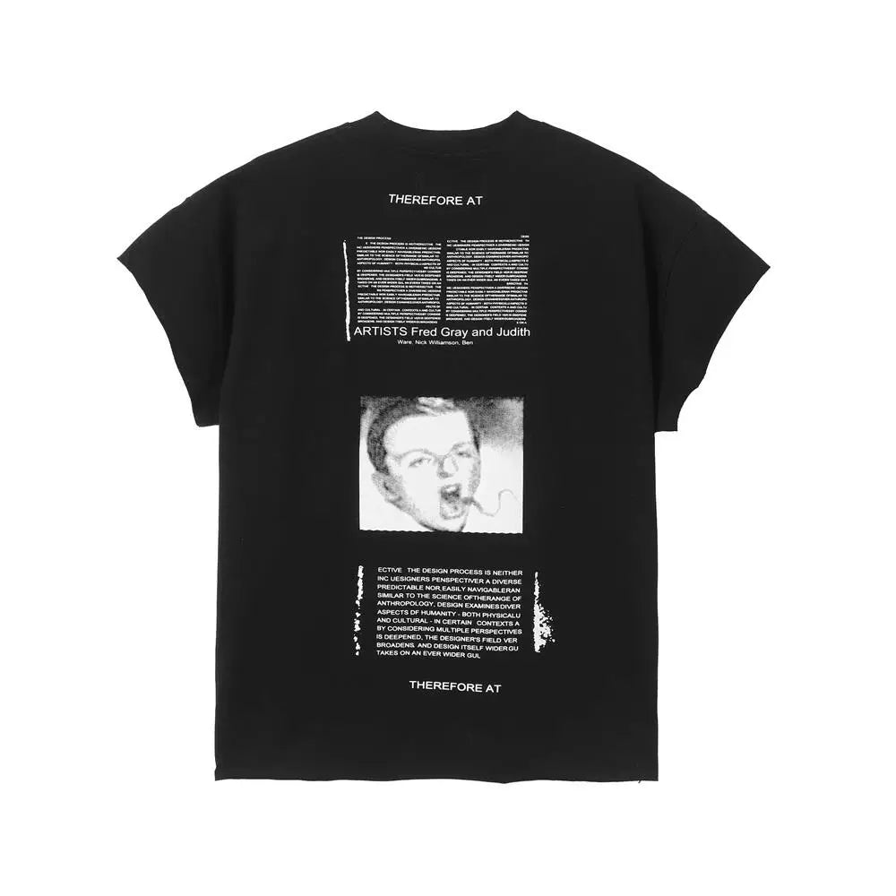 ERD Style Front‑Back Artwork Print Distressed Tee