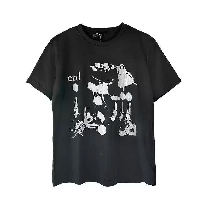 ERD Vintage Distressed Abstract Graphic T‑Shirt