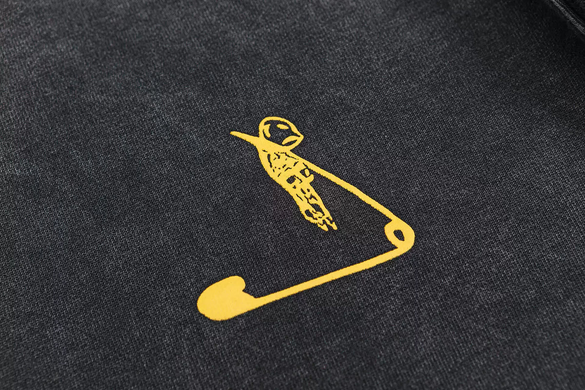 ERD Style Front‑Back & Sleeve Yellow Print Hoodie